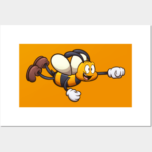 Cute Flying Cartoon Bee Posters and Art